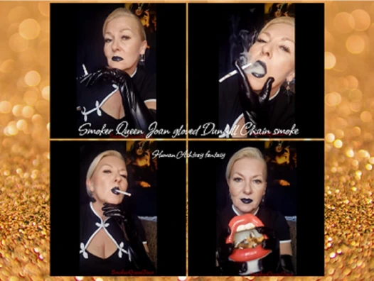 Sigara içen kraliçe Joan'ın eldivenleri dunhill black chain smoke - insan kül tablası fantezisi