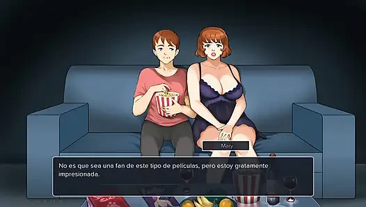 Üvey annem beni onunla film izlemeye, sonunda beni sikmeye davet ediyor -orta yaşlı seksi kadınlar plaza
