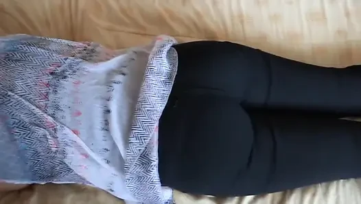 I Pull Down My Stepmother's Jeans, Masturbate with Her Ass and Give Her Lots of Cumshots