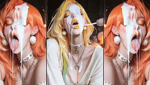 Bölüm 2: Anime karakterleri yüzlerini tamamen dölle kaplıyor.