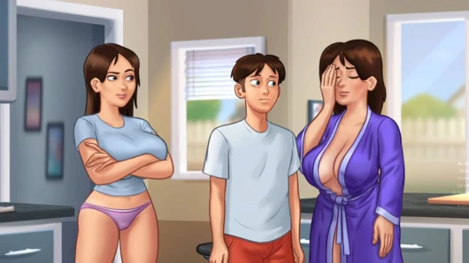 Summertime Saga - Hot Busty MILF Landlady Helps With Her Tenant's Wet Dreams They Get Caught! - By DarkCookie