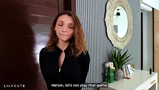 Delivery Girl Drops the Package Pays with Her Ass!