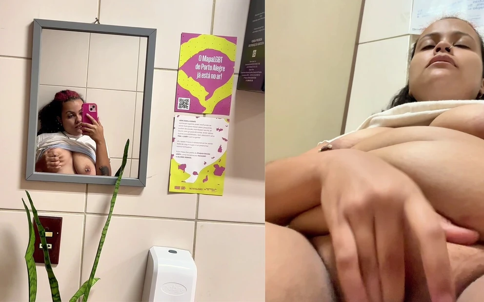 Risky Public Bathroom Pussy Play