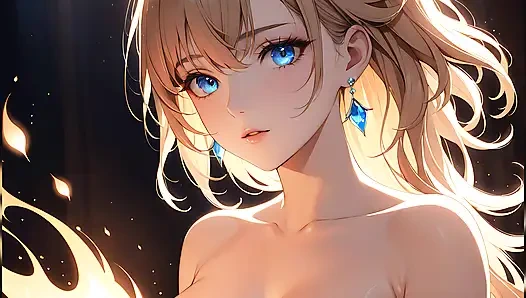 Ember Kiss: güzel genç bir kadın küçük bir alevle aydınlatıldı