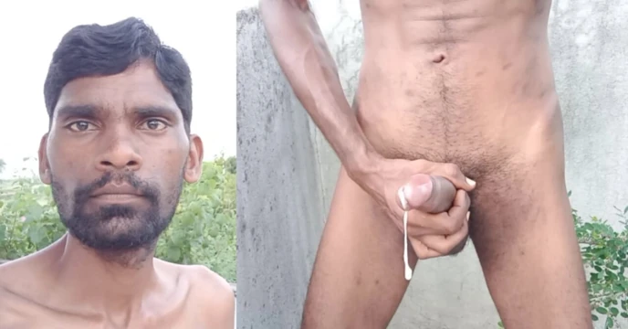 Rajesh açık havada mastürbasyon, dick tükürme, inilti, göt gösterme, popo, şaplak ve cumming