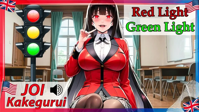 Kakegurui'den Yumeko ile Yeşil Işık, Kırmızı Işık. İngilizce ses. JOI hentai.