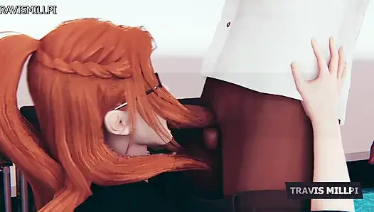 Büyük memeli kızıl saçlı sekreterle saatler süren cezadan sonra ofiste baştan çıkarma