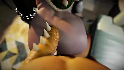 Bowsette bakış açısıyla arkadan sikiliyor - süper mario porno parodi