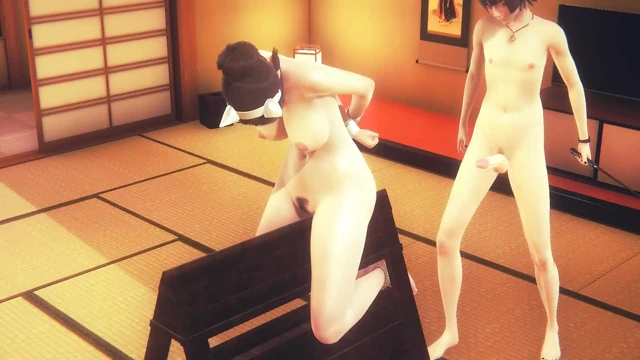 Hentai sansürsüz - geleneksel japon odasında seks yapan seksi kawaii kız