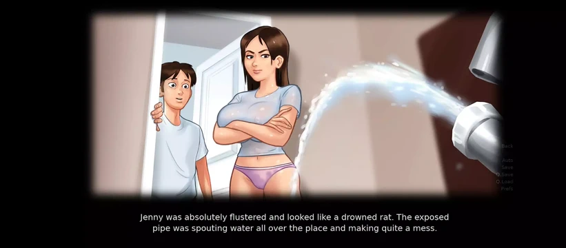 Summertimesaga öğretmenin göğüslerini, üvey kız kardeşinin büyük göğüslerini ve duşta iki kızı yakaladı