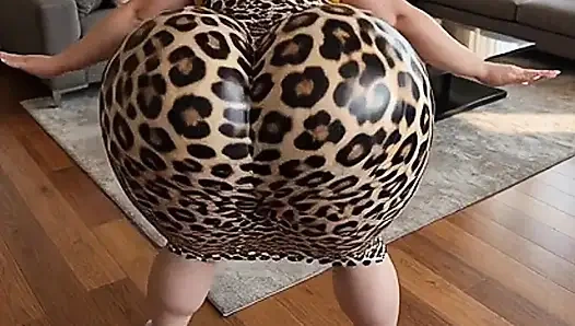 Hayvan baskılı büyük götlü kız seksi sallıyor