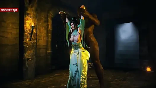 Cyberspace'ten tanrıça modeli güzellik - 3 boyutlu animasyon