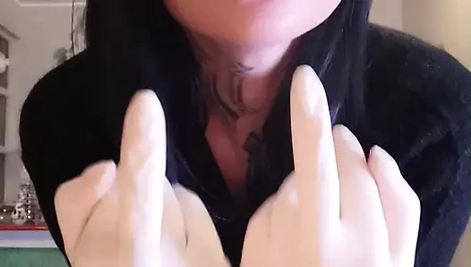 i'm hungry now eating salmon WHITE LATEX GLOVES GODDESSLOLLI