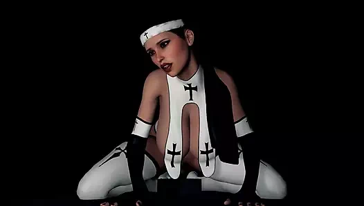 Yaramaz rahibe tek başına anal dildoya biniyor