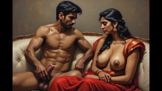 Threesome Indian stepmom and her friend hot Housewife sex with lucky teen