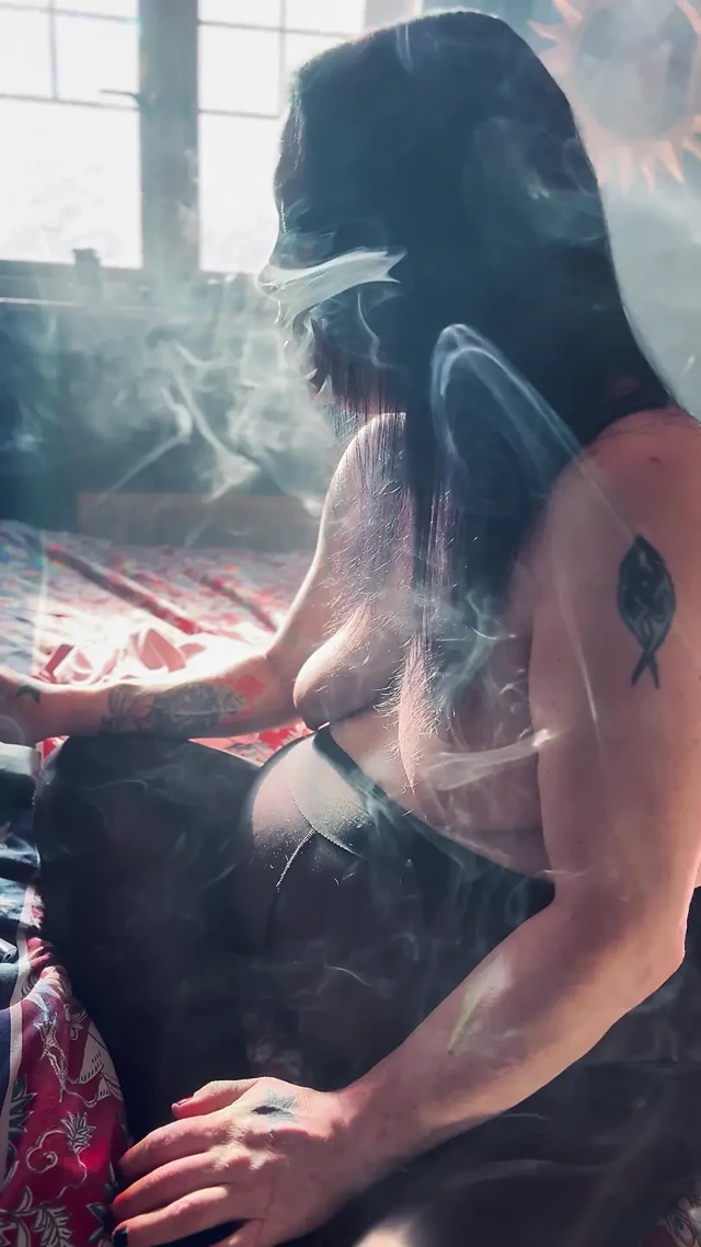 Tits Out & Smoking In Sunlight With The Luscious Pantyhose Wearing Tina Snua - Cone Exhales Nose Exhales OMI OME Drifting