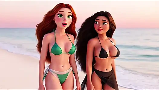 Altın gün doğumu bağlantısı: plajdan villaya kucaklama (yapay zeka tarafından yaratılmış)