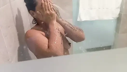 Admiring the neighbor while she showers