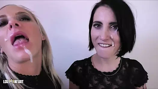 İki kız, kendilerine bakan bir erkeğe emir verir.