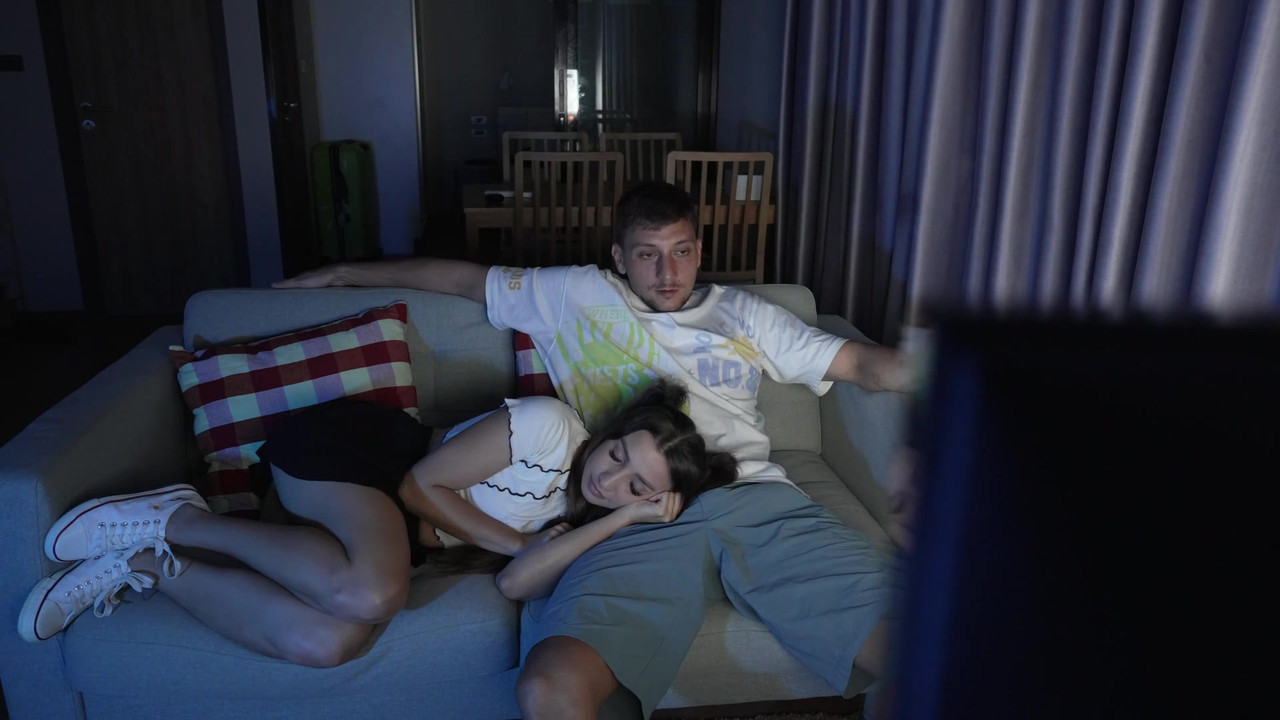 My friend fucked me again and cum on tits while parents are in the next room