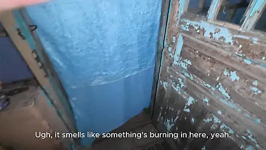 Soapy naked bodies in a rural shower