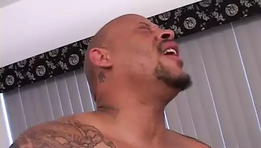 İri göğüslü zenci fahişe sulu amcığıyla yarağa biniyor