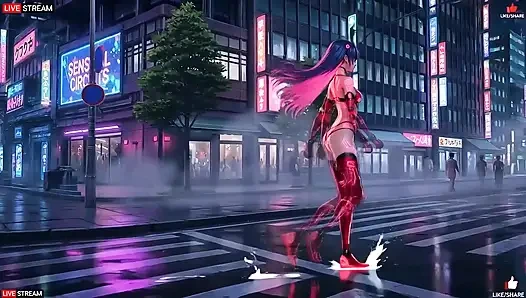 Punk tarzında şehvetli cyberpunk kız - birden fazla ateşli sahne
