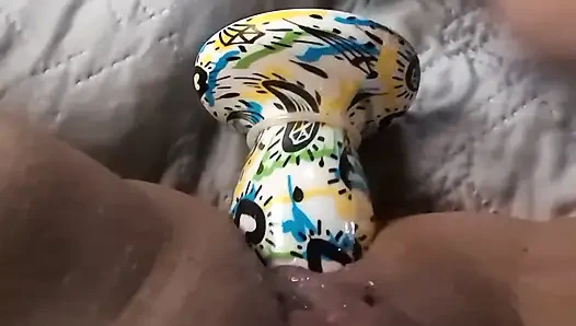 Yakın çekim orta yaşlı seksi kadın anal tek başına oyna dp son