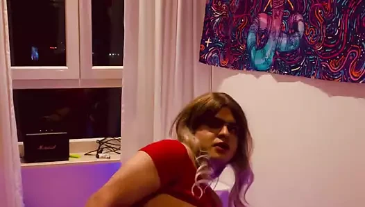 Sissy Femme Sandy Solo play. Nipple play, Ass to mouth and self degradation
