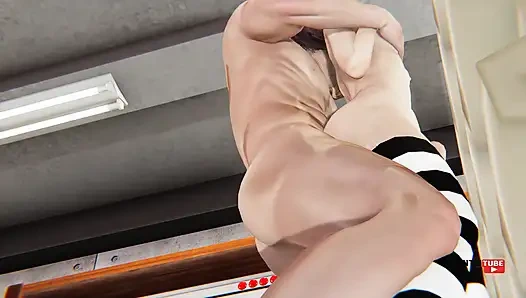 Hentai - seksi kitty kız göğüsleriyle oynarken sikiliyor