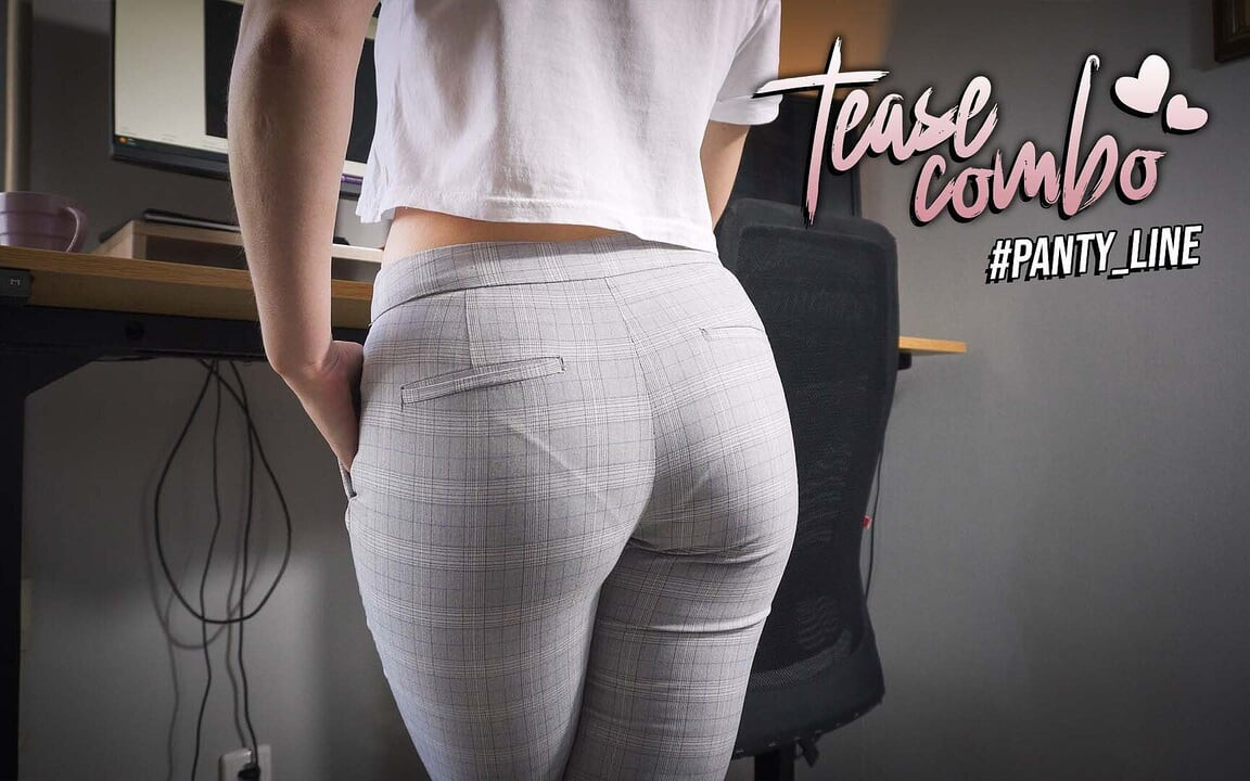 Orta yaşlı seksi kadın sekreteri görünür külot çizgisinde izliyor