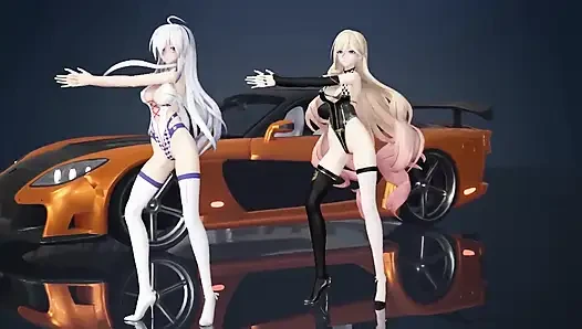 Çikolatalı kremalı duet striptiz; Siyah çoraplı; Beyaz çoraplı; Racing Leotards