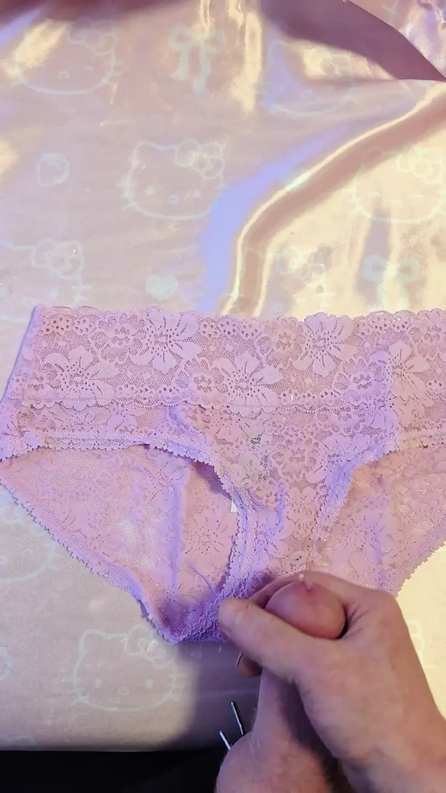 Small teen lace panty cumshot