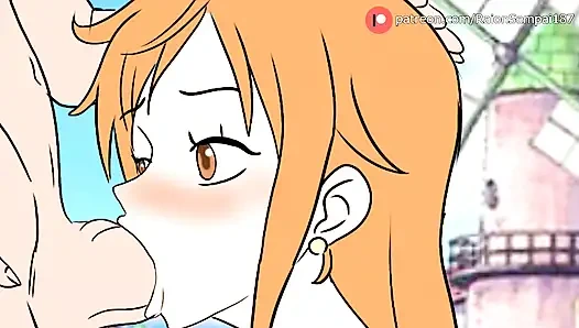 Nami Devouring Nico Robin's Cock