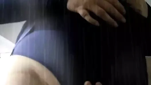 Skimpy blue leotard 2