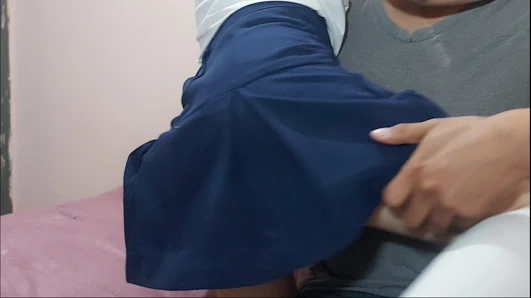 How old is she? Stepdad is left alone with his cute stepdaughter in uniform