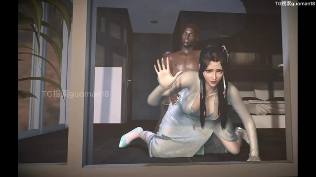 Возбужденная азиатская жена изменяет с большим черным членом