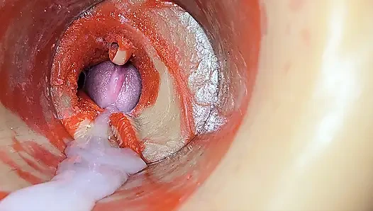 Kadın dölleme - iç kamera derin erkek büyük boşalmasını yakalıyor