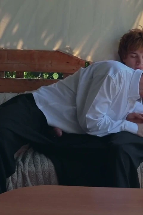 College Boys in the Backyard Big Dick Top Throatfucks the Twink, Then Rails His Smooth Hole