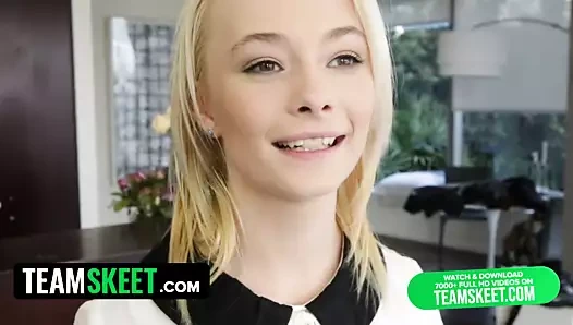 Teamskeet - süper minik sarışın büyük şişman yarağı boğazına itmekten korkmuyor