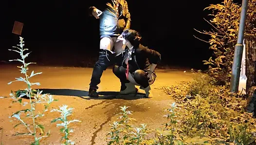 Horny Milf Gives Passionate Rimjob On A Public