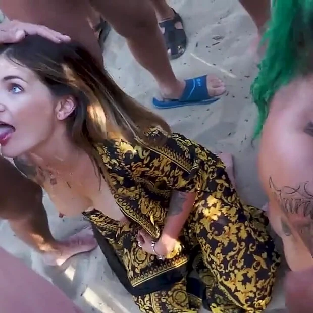 Cap D Agde Face Fucking Bukkake in the Dunes