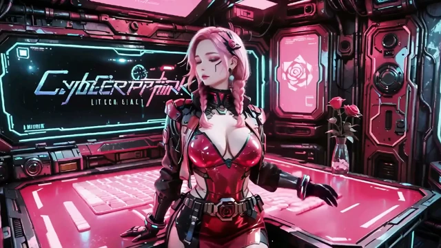 Pembe saçlı mech warrior! Neon sokaklarında diz çöküşü, red rose ve soğuk zırh karşıtlığı.