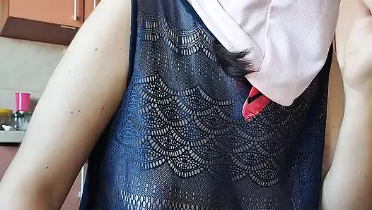 Sexy MILF, hairy pussy, big ass, vacuum cleaner in empty house.