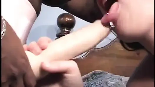 Siyah kızlar takma yaraklı beyaz kızları sikiyor