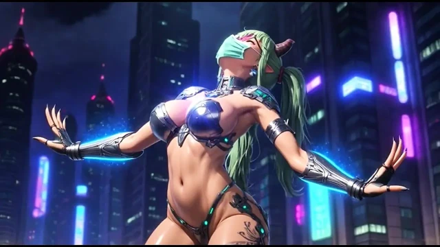 Cyberpunk kızları dans ediyor (ai animasyonu)