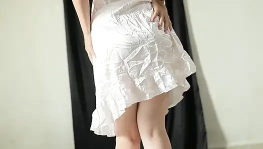 Trying out the latest transparent satin dress from Indonesian porn