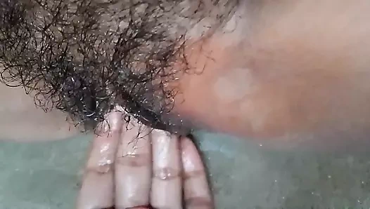 Desi 25-year-old horny village girl Geeta Bhabhi masturbation video, Geeta9905 unzipped the purple blouse and saari an