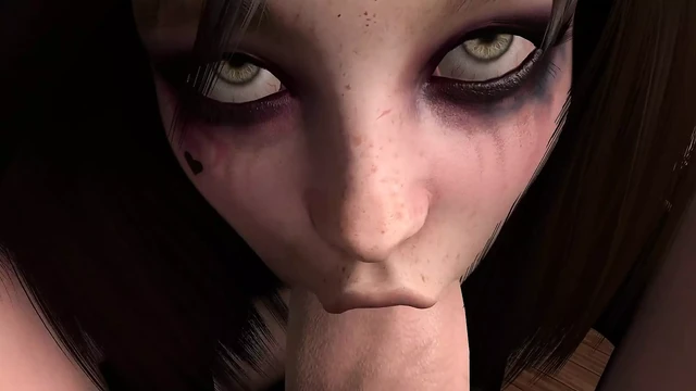 Bakış açısında derin gırtlağına kadar sakso