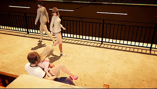 Erkek delisi tamer 8 Kate makyaj yapıyor ve açık havada daha itaatkar sikiliyor